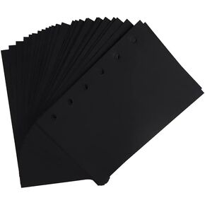 2 Pack A5 Refill Paper Blank 6 Ring Planner Refills Black Loose Leaf Binder Filler Paper Inserts for Personal A5 Size Refillable Journal, 40 Sheets per Pack, Total 80 Sheets