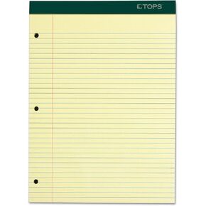 TOPS 63383 Double Docket Writing Pad, 8 1/2 x 11 3/4, Canary, 100 Sheets