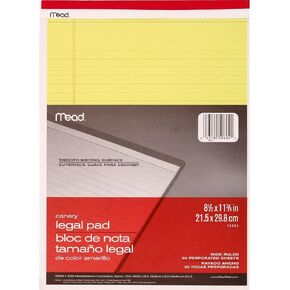Mead Canary Legal Pad, 8.5 X 11.75 Inches, 50 Sheets (59604)