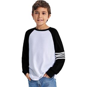 تي شيرتات راجلان للأولاد بأكمام طويلة من Haloumoning تي شيرت كاجوال برقبة دائرية وبألوان متعددة تي شيرت للأعمار من 4 إلى 14 سنة in Kuwait