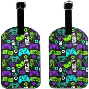Video Game Controllers Leather Luggage Tags 2 Packs Travel Bag Labels for Suitcase Baggage Backpack