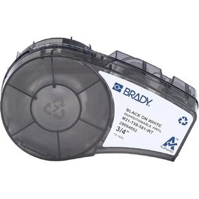 Brady Authentic (M21-750-581-WT) Repositionable Vinyl Labels for Equipment, Facility ID, Floor Marking, Lab, Lean/5S, Pipe/Valve, Black on White-Designed for M210, M210-LAB, M211 Printers, 0.75"Wx21'L