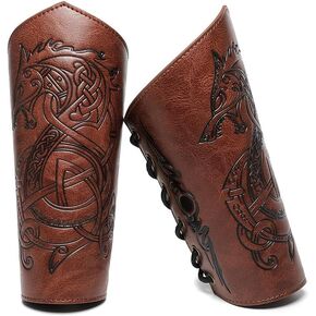 Medieval Leather Bracers Dragon Embossed Viking Leather Bracers Leather Arm Armer Cuff Leather Gauntlet Costumes Accessories
