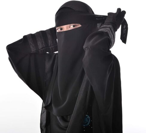 TheHijabStore.com Women's 1-Layer Saudi Black Niqab Face Veil for Hijab Soft 1 Piece Burqa-No Screen in Saudi Arabia