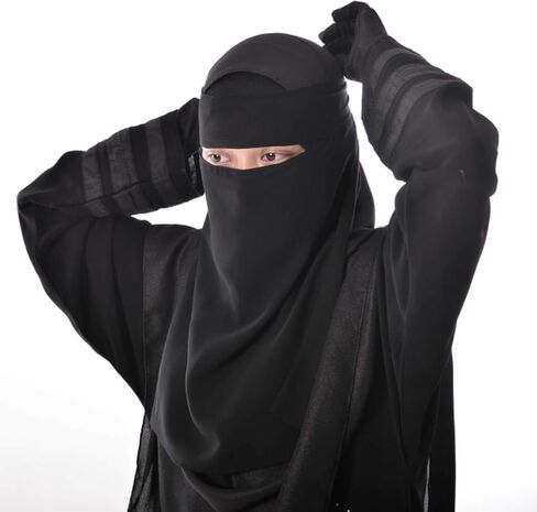 TheHijabStore.com Women's 1-Layer Saudi Black Niqab Face Veil for Hijab Soft 1 Piece Burqa-No Screen in Saudi Arabia