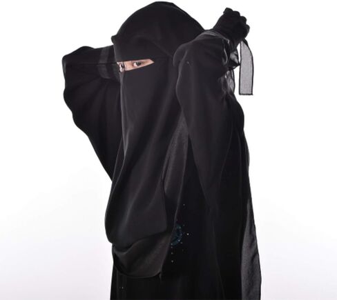 TheHijabStore.com Women's 1-Layer Saudi Black Niqab Face Veil for Hijab Soft 1 Piece Burqa-No Screen in Saudi Arabia