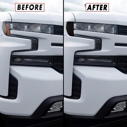 SlickMod PreCut Vinyl Smoke Tint for 2019-2021 Chevy Silverado LTZ, RST & High Country Headlight & Foglight (1. Headlight & Foglight, 20Percent Dark Smoke) in Saudi Arabia