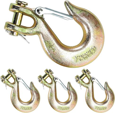4Pack Clevis Slip Hook, 3/8 Inch Safety Latch Hook, Heavy Duty Forged G70 Chain Hook for Truck Trailer Winch Transport Tow Safety Chain Hooks,18,000 Lb Capacity in Saudi Arabia