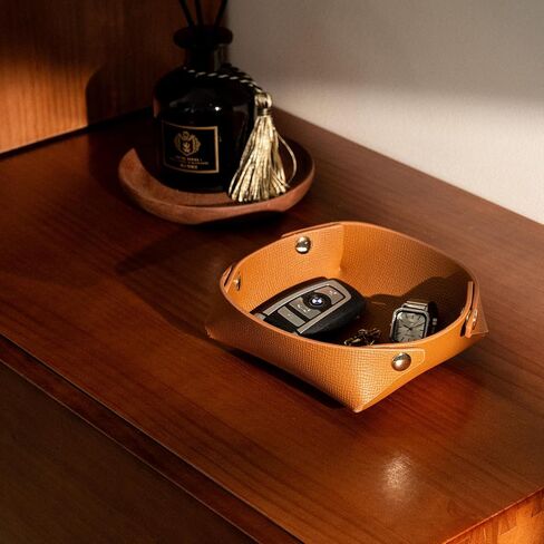 Aesthetic Key Tray Catchall Valet Tray Entryway Desktop Organizer Travel Dish Bedside Vanity Tray for Jewelry,Decorative Tray,Nightstand Caddy Holder for Wallet,Keys,Watches,Coins,Black in Saudi Arabia