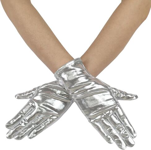 Women's Metal Stretch Short Gloves Hallowmas Costume Cosplay Gloves Dress Gloves for Party in Saudi Arabia