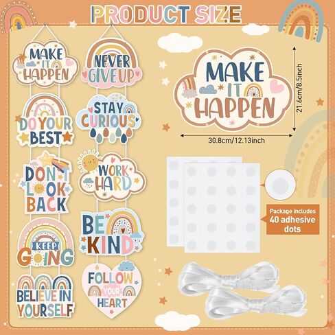 Fulmoon Boho Classroom Decoration Inspirational Porch Sign Motivational Bulletin Board Banners Positive Sayings Accents Cutouts for Students Teacher Back to School Educational Supplies Decoration in Saudi Arabia