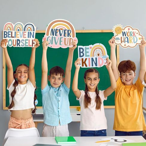 Fulmoon Boho Classroom Decoration Inspirational Porch Sign Motivational Bulletin Board Banners Positive Sayings Accents Cutouts for Students Teacher Back to School Educational Supplies Decoration in Saudi Arabia