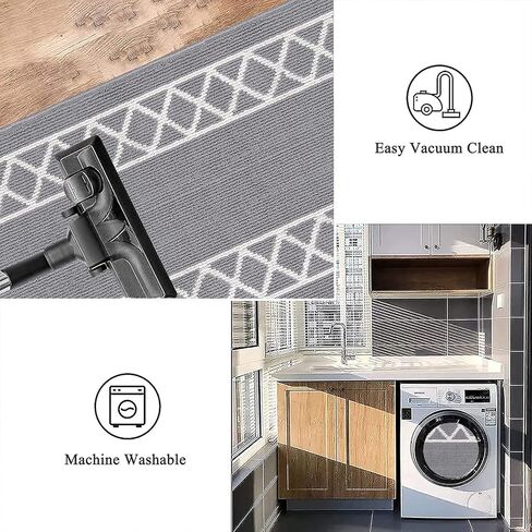 Pauwer Kitchen Rugs Runners for Hallways 2x8, Absorbent Door Mats Indoor, Washable Entryway Rug Runner, Farmhouse Laundry Room Rug, Non Slip Throw Rugs Carpet Runners for Hallway Entryway,Grey in Kuwait