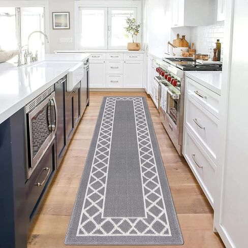Pauwer Kitchen Rugs Runners for Hallways 2x8, Absorbent Door Mats Indoor, Washable Entryway Rug Runner, Farmhouse Laundry Room Rug, Non Slip Throw Rugs Carpet Runners for Hallway Entryway,Grey in Kuwait