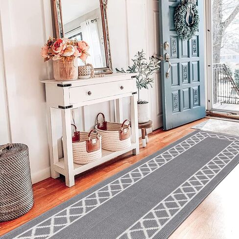 Pauwer Kitchen Rugs Runners for Hallways 2x8, Absorbent Door Mats Indoor, Washable Entryway Rug Runner, Farmhouse Laundry Room Rug, Non Slip Throw Rugs Carpet Runners for Hallway Entryway,Grey in Kuwait