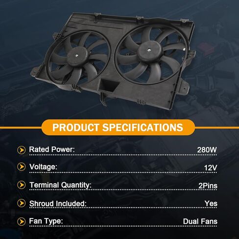 Dual Radiator Cooling Fan Assembly Compatible with 2007-2015 Ford Edge Lincoln MKX Replace# 621-392, FA70600, 7T4Z8C607A in Kuwait