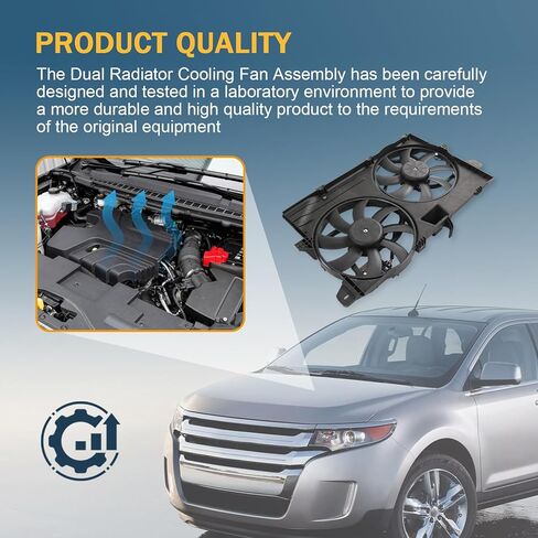 Dual Radiator Cooling Fan Assembly Compatible with 2007-2015 Ford Edge Lincoln MKX Replace# 621-392, FA70600, 7T4Z8C607A in Kuwait