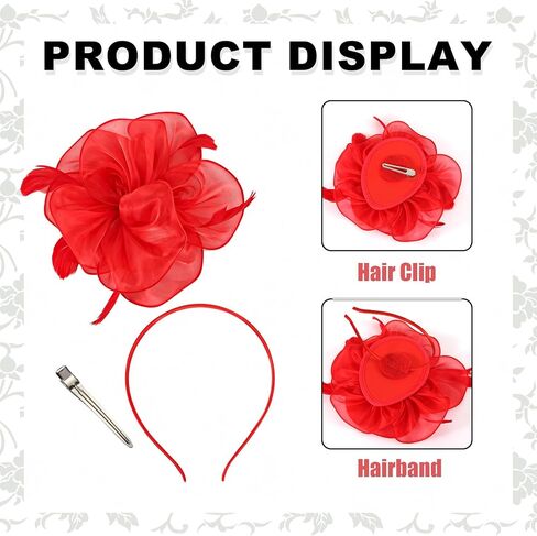 قبعة وقفازات Fascinators للنساء، قبعة حفلات الشاي ذات الريش الزهري مع قفازات قصيرة من الدانتيل مجموعة قبعة ديربي رقيقة لحفلات الزفاف in Saudi Arabia