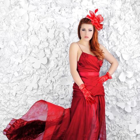 قبعة وقفازات Fascinators للنساء، قبعة حفلات الشاي ذات الريش الزهري مع قفازات قصيرة من الدانتيل مجموعة قبعة ديربي رقيقة لحفلات الزفاف in Saudi Arabia