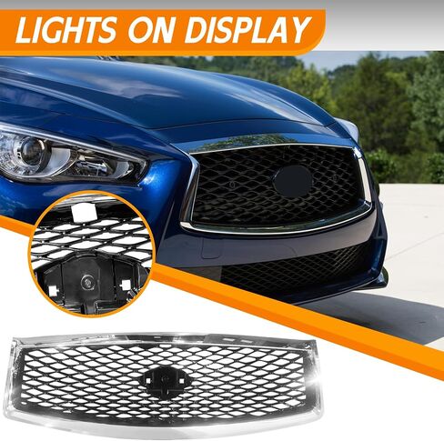 YLT AUTO غطاء المصد الأمامي العلوي للشبكة البديلة كفن مدخل الهواء الأمامي مع زخرفة الكروم مناسب 2014-2017 لسيارة Infiniti Q50... in Kuwait