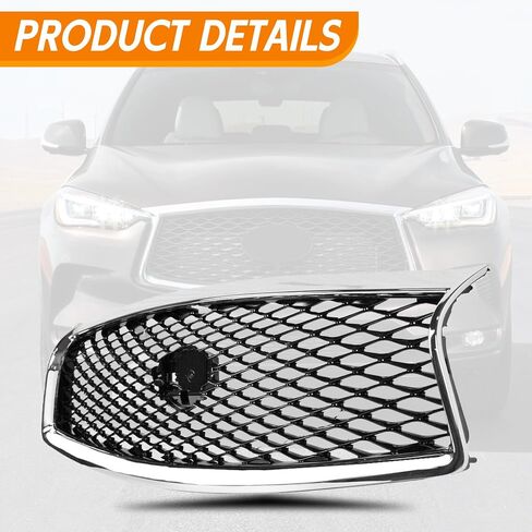 YLT AUTO غطاء المصد الأمامي العلوي للشبكة البديلة كفن مدخل الهواء الأمامي مع زخرفة الكروم مناسب 2014-2017 لسيارة Infiniti Q50... in Kuwait