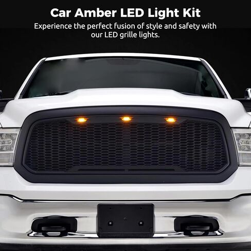 3 قطع من مصابيح الشبكة الأمامية العنبر مصابيح LED مصابيح رابتور مع مصهر لفورد F150 رابتور 2004-2019 متوافقة مع شبكات ما بعد البيع طراز رام 1500 رابتور 2013-2018 in Kuwait