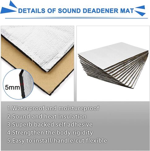 uxcell 12 Pcs Car Sound Insulation Mat 5mm Door Hood Engine Heat Insulation W/ Roller Push Tool 50x30cm 20"x12" in Saudi Arabia