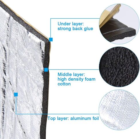 uxcell 12 Pcs Car Sound Insulation Mat 5mm Door Hood Engine Heat Insulation W/ Roller Push Tool 50x30cm 20"x12" in Saudi Arabia
