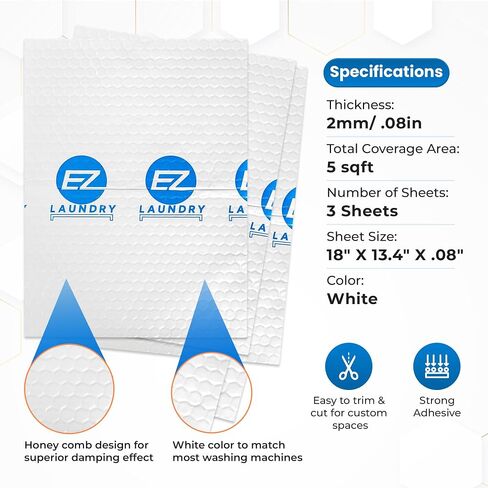 Anti Vibration Sound Deadening Mat for Washing Machine or Laundry Pedestal (White) in Saudi Arabia