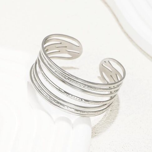 Gold Cuff Bracelet for Women Chunky 18K Gold Plated Bracelet Wide Open Bangle Bracelet in Kuwait