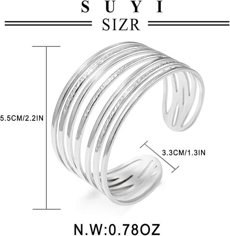 Gold Cuff Bracelet for Women Chunky 18K Gold Plated Bracelet Wide Open Bangle Bracelet in Kuwait