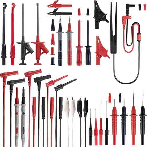 مجموعة سلاسل اختبار متعددة 29 قطعة من PowerBear مع مجسات اختبار ثقب الأسلاك القابلة للاستبدال، ومشابك التمساح، ومشابك خطاف الاختبار، وملقط اختبار لمقياس المشبك الرقمي المتعدد in Kuwait