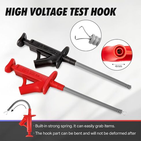 مجموعة سلاسل اختبار متعددة 29 قطعة من PowerBear مع مجسات اختبار ثقب الأسلاك القابلة للاستبدال، ومشابك التمساح، ومشابك خطاف الاختبار، وملقط اختبار لمقياس المشبك الرقمي المتعدد in Kuwait