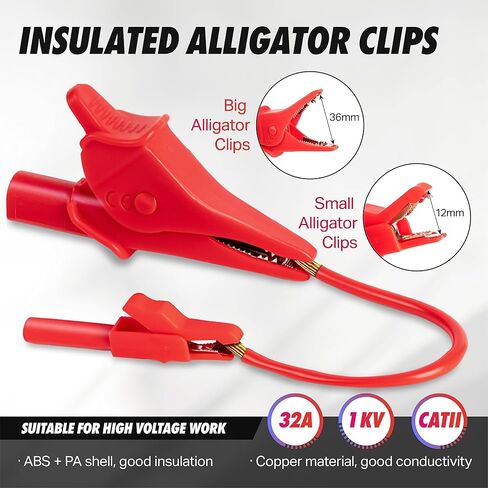 مجموعة سلاسل اختبار متعددة 29 قطعة من PowerBear مع مجسات اختبار ثقب الأسلاك القابلة للاستبدال، ومشابك التمساح، ومشابك خطاف الاختبار، وملقط اختبار لمقياس المشبك الرقمي المتعدد in Kuwait