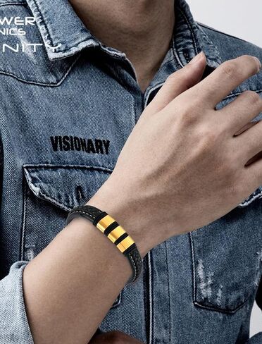 Stainless Steel Leather Bracelets for Men, Braided Bracelet Woven Bead Wristband with Durable Clasp for Men Jewelry Gifts in Saudi Arabia