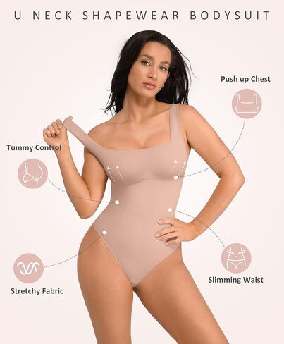 FeelinGirl Bodysuits for Women Seamless Round Neck Tummy Control Compression Shapewear Bodysuit Going Out Tank Tops in Saudi Arabia