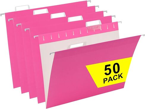 Pink Hanging File Folders,25 Packs Letter Size File Folder,Designed for Bulky Files,Filing Cabinet,1/5 Adjustable Tabs for Office,School,Home in Saudi Arabia
