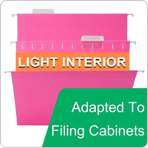 Pink Hanging File Folders,25 Packs Letter Size File Folder,Designed for Bulky Files,Filing Cabinet,1/5 Adjustable Tabs for Office,School,Home in Saudi Arabia