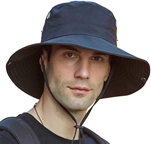 قبعة الشمس الرجالية بحافة واسعة بعامل حماية من الأشعة فوق البنفسجية 50+ قبعات بوني صيفية قابلة للتنفس مقاومة للماء قابلة للطي قبعة سفاري للمشي لمسافات طويلة وصيد الأسماك في الهواء الطلق in Kuwait