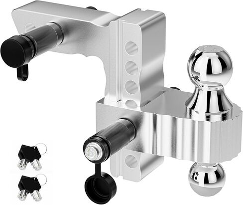 Adjustable Trailer Hitch Ball Mount, Heavy Duty Drop Hitch with 6-Inch Drop/Rise, Fits 2 Inch Receiver, 12,500 LBS GTW, Aluminum Tow Hitches for Truck, RV, SUV in Kuwait