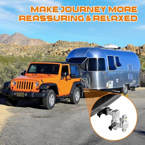 Adjustable Trailer Hitch Ball Mount, Heavy Duty Drop Hitch with 6-Inch Drop/Rise, Fits 2 Inch Receiver, 12,500 LBS GTW, Aluminum Tow Hitches for Truck, RV, SUV in Kuwait