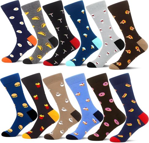 WeciBor Mens Patterned Dress Casual Socks 12 Pairs Fun Colorful Fashion Cew Socks in Saudi Arabia