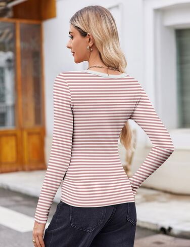Zeagoo Women's Long Sleeve Scoop Neck Shirts Casual Slim Fit Rib Knit Tops Summer Fall Basic Business Work Tee in Saudi Arabia