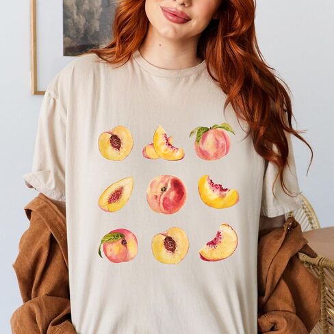 Vintage Peaches Printed Graphic Tees Summer Women Cute Short Sleeve Summer T-shirt Fruit Shirt Aesthetic Tops in Saudi Arabia