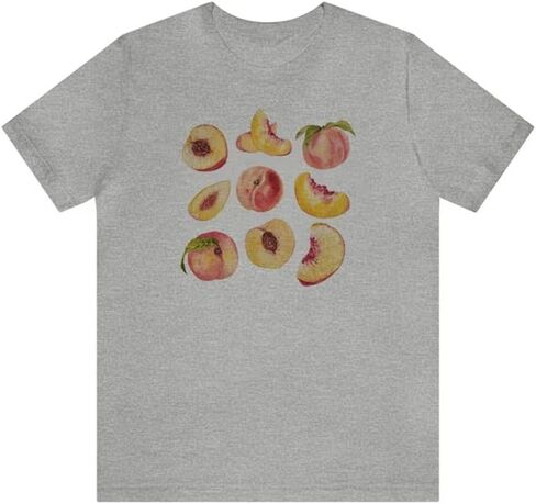 Vintage Peaches Printed Graphic Tees Summer Women Cute Short Sleeve Summer T-shirt Fruit Shirt Aesthetic Tops in Saudi Arabia