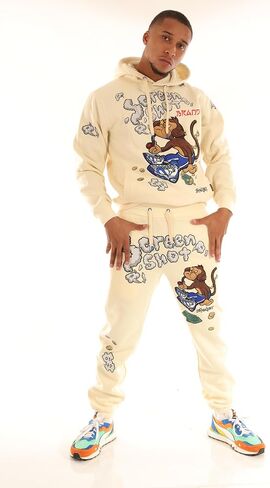 سراويل SCREENSHOT-FLEECE PANTS 4202 للرجال سراويل صوف ملائمة للشارع - سراويل رياضية عصرية للشارع مضلعة in Kuwait