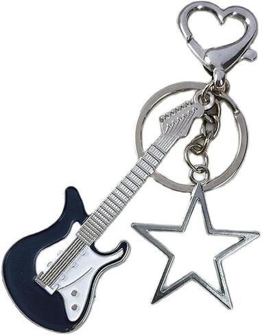 COLORFUL BLING Cute Heart Star Guitar Keychain Y2K Cute Strawberry Keyring Bag Charms Pendant Y2K Accessories for Women in Saudi Arabia