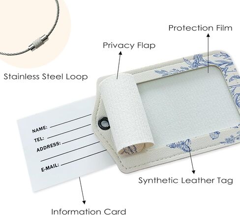 Beach Luggage Tag, Trendy Sea Aura Luggage Tags for Suitcases, Beach Vacation Gifts, Beach Lover Gifts, Privacy Protection PU Leather Travel Name Tags Identifiers for Luggage in Kuwait