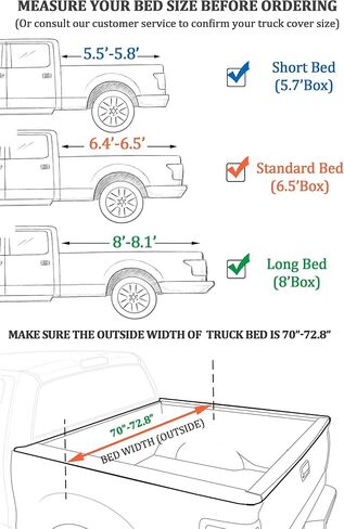 2022 Upgraded Truck Bed Cover Short Bed (5.7′ Box) for Ford F150/F150 Raptor Truck Bed Tarp Cover with Bungee Belts, Black Heavy Duty 600D Waterproof Oxford Cargo Tarp Cover in Kuwait