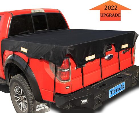 2022 Upgraded Truck Bed Cover Short Bed (5.7′ Box) for Ford F150/F150 Raptor Truck Bed Tarp Cover with Bungee Belts, Black Heavy Duty 600D Waterproof Oxford Cargo Tarp Cover in Kuwait